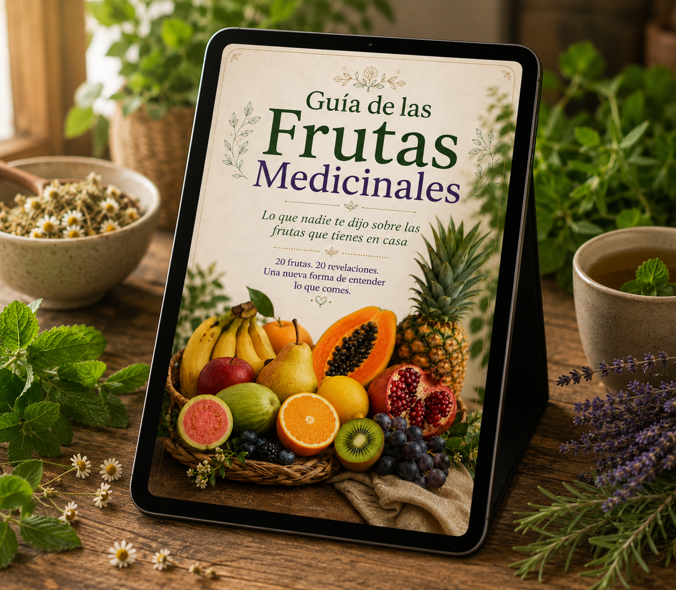 Guía de las Frutas Medicinales en tablet