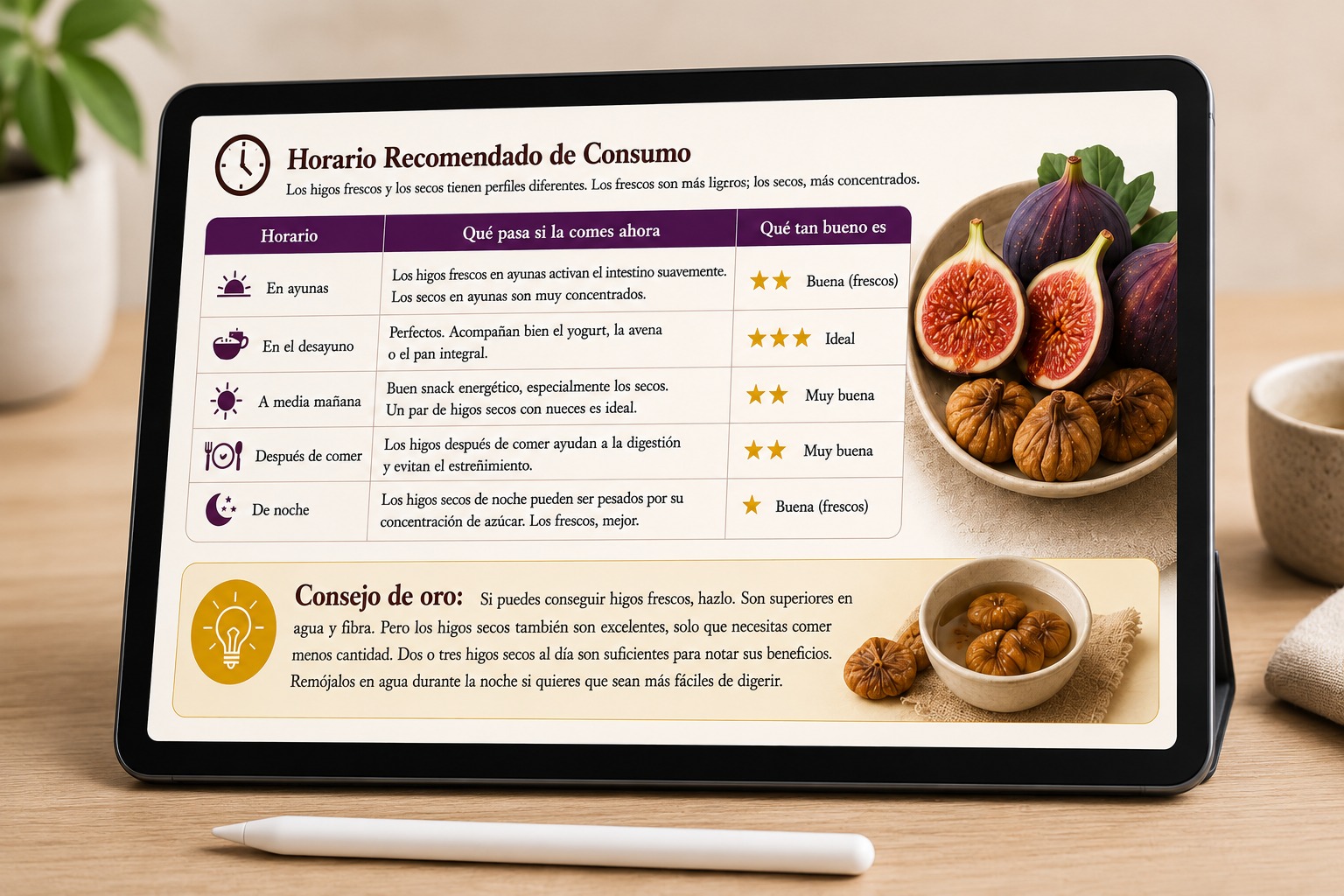 Horario recomendado de consumo de higos